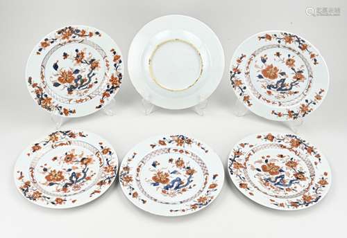 Six Chinese Imari plates Ø 23.5 cm.