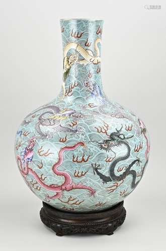 Chinese vase on console, H 51 cm.