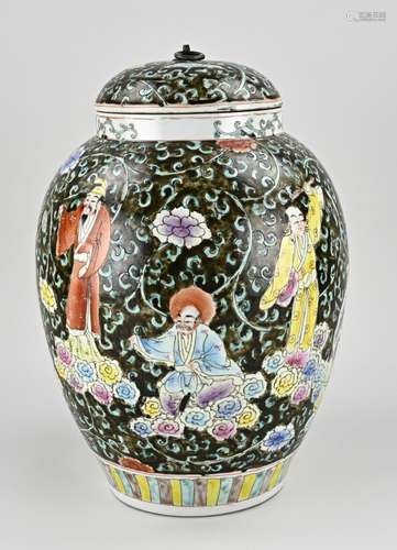 Chinese lidded pot, H 37 cm.