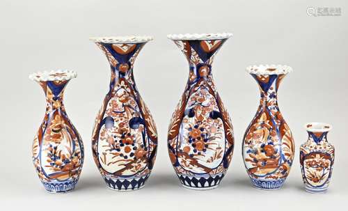 Five Japanese Imari vases