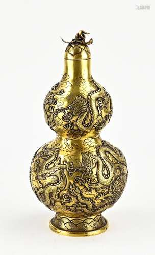 Bronze gilded knob vase, H 21 cm.