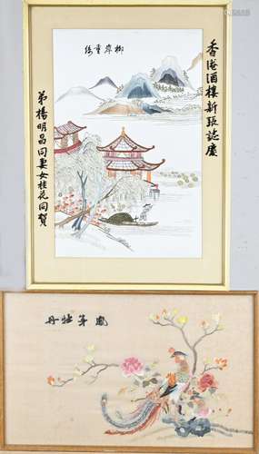 Two Chinese embroideries on silk