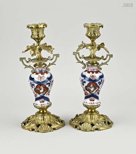 Two Chinese porcelain candlesticks, H 25 cm.