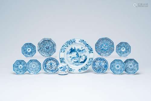A varied collection of Chinese blue and white porcelain, 18t...
