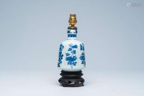 A Chinese blue and white vase or hookah base mounted as a la...