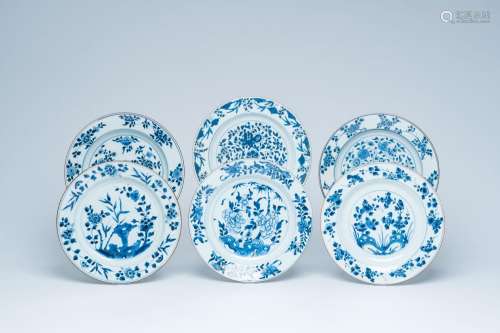Six Chinese blue and white plates with floral design, Yongzh...