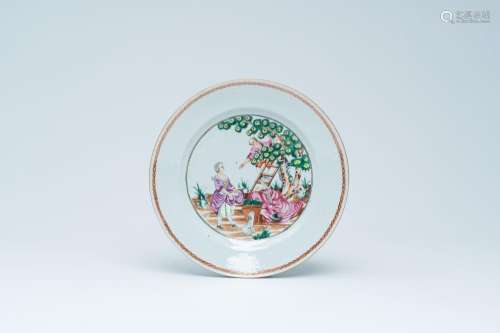 A Chinese famille rose export porcelain 'Cherry Pickers' pla...