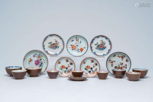 Nine Chinese famille rose, blue and white and Imari-style br...
