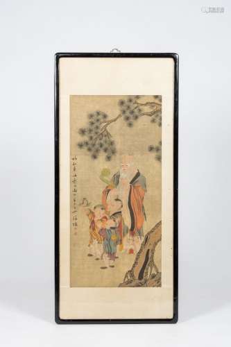 Chinese school: Shou Lao with three playing children, height...