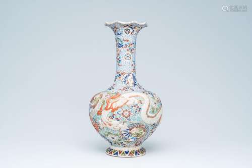 A large Japanese Satsuma 'dragon' vase, Kinkozan mark, Meiji...