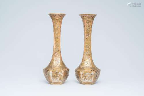 A pair of Japanese Satsuma vases with children and samurai i...