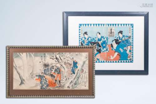 Two Japanese Ukiyo-e woodblock prints, Utagawa Kunisada II (...