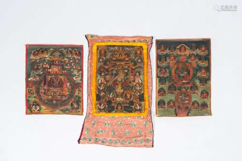 Three thangkas, Tibet and/or Nepal, 19th/20th C.<br />
The r...