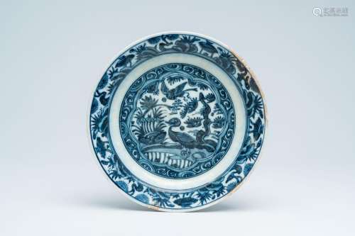 A blue and white Safavid Kraak-style dish, Iran, 17th C.<br ...