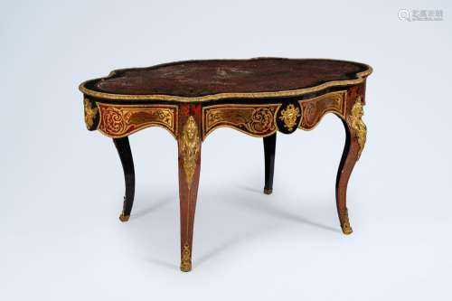 A French Historicism gilt mounted tortoiseshell and brass ma...