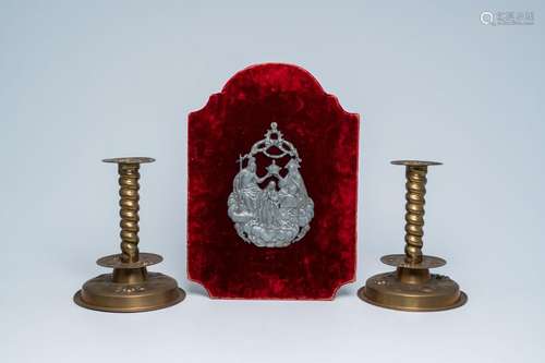 A pair of Swedish brass J. Bratt Jonkoping candlesticks and ...