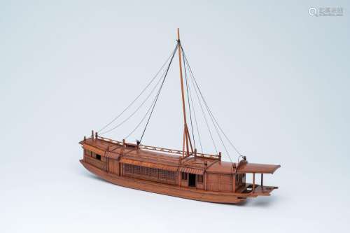A wood model of a Chinese junk sailing ship, Shanghai, 20th ...