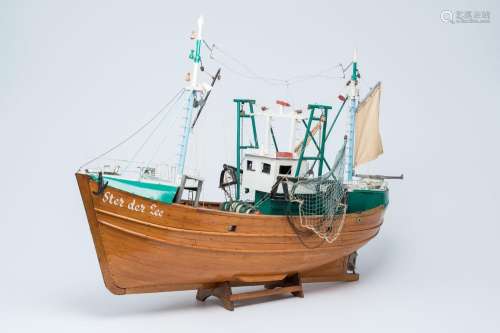 A large polychrome painted wood model of the Belgian fishing...
