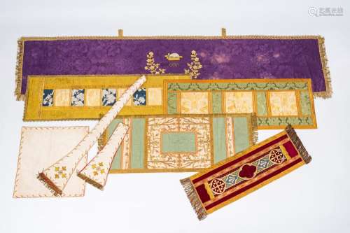 A varied collection of religious textiles in silk, velvet, g...