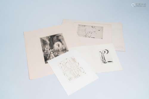 Four various graphic works, 20th C.<br />
Paper: 52 x 46,5 c...