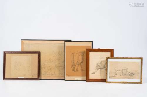 Eugene Joseph Verboeckhoven (1798-1881): Five various drawin...