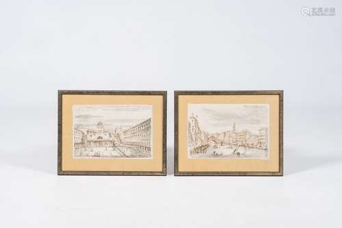 Italian school: Two Venetian vedute, mixed media on paper, p...