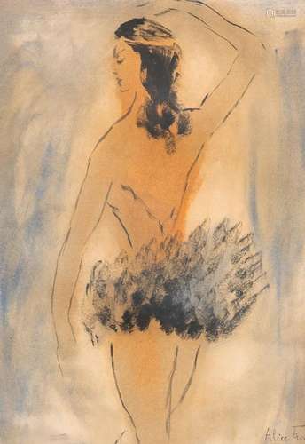 Alice Frey (1895-1981): Ballerina, mixed media on paper, dat...