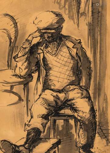 Kurt Peiser (1887-1962): Sleeping it off, ink and watercolou...
