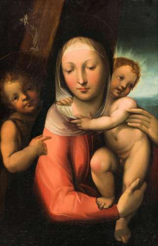Italian School: Madonna and Child and John the Baptist, oil ...