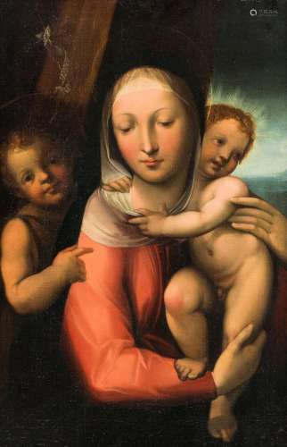Italian School: Madonna and Child and John the Baptist, oil ...