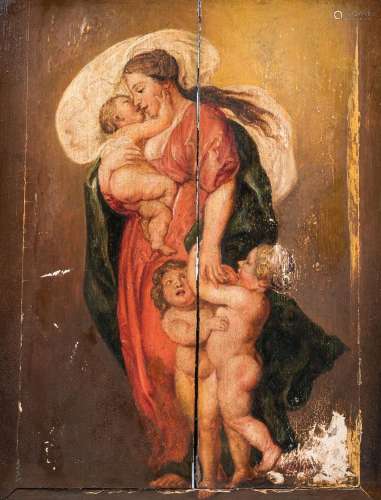 Flemish school: Madonna with Child and putti, oil on panel, ...