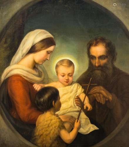 Belgian school: The Holy Family with John the Baptist, oil o...