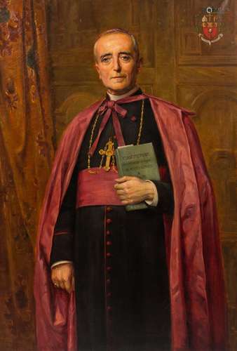 Belgian school: Portrait of Mgr. Eugene Van Rechem, oil on c...