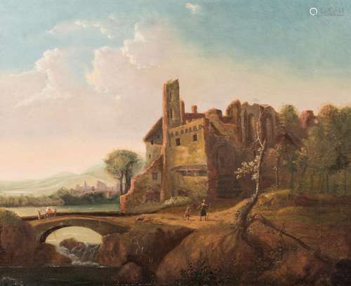 European School: An animated arcadian landscape, 19th C.<br ...