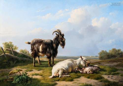 Pierre-Emmanuel Dielman (1800-1858): Goats in a sunlit lands...