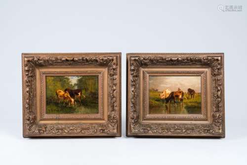 Antonio Cordero Cortes (1827-1908): Two paintings of cows at...