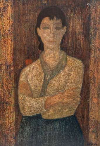 Antoon Catrie (1924-1977): A young lady, tempera on board, c...