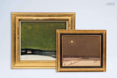 Ludo Laagland (1923-2006): Two winter landscapes, oil on boa...