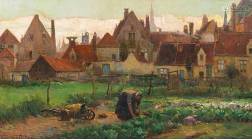Florimond Marie Van Acker (1858-1940): 'Achterbeurt in Brugg...