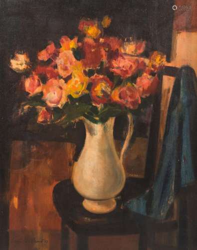 Ludo Laagland (1923-2006): Still life of flowers, oil on can...