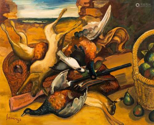 Albert Saverys (1886-1964): Hunting still life, oil on canva...