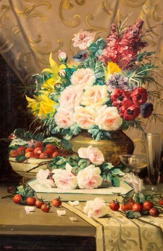 Max Carlier (1872-1938): Still life of flowers, oil on canva...