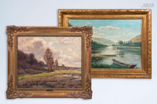 Belgian school: Two landscapes, oil on canvas, 19th/20th C.<...