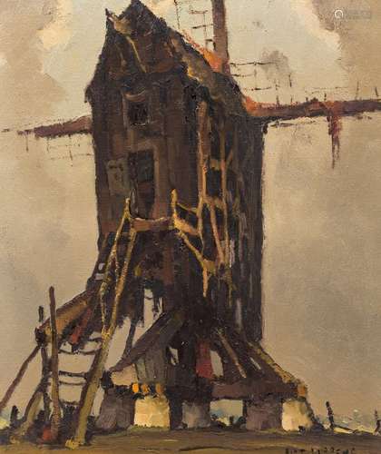 Piet Lippens (1890-1981): Windmill in a Ghent landscape, oil...