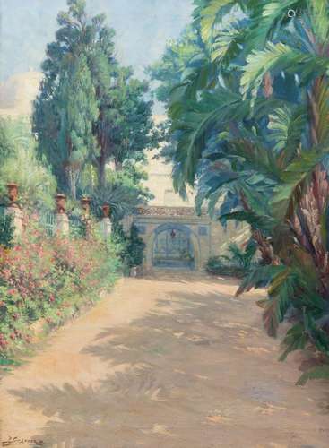 Julien Stappers (1875-1960): View of a sunlit courtyard in A...