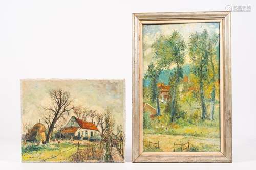 Rene Clarot (1882-1972):View on a farmyard & Landscape w...