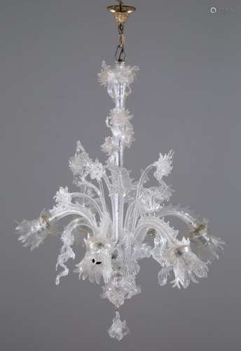 Glass chandelier with six lights