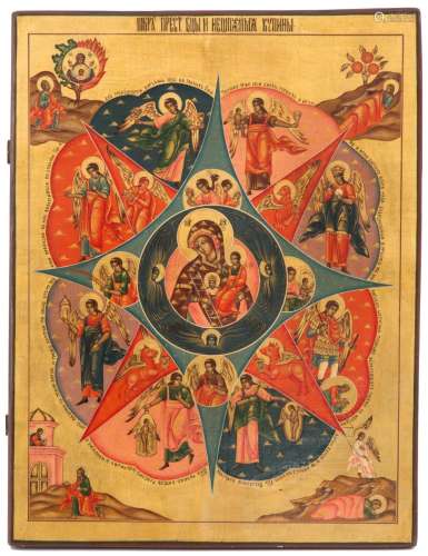 Icon "VIRGIN AND CHILD, THE FOUR EVANGELISTS AND ANGELS...