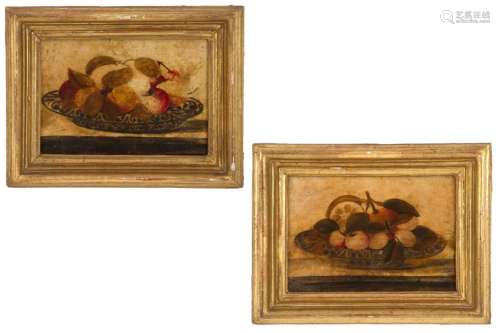 Pair of still lifes on parchment