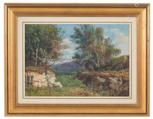 CARLO MANCINI. Mixed technique "COUNTRYSIDE LANDSCAPE&q...